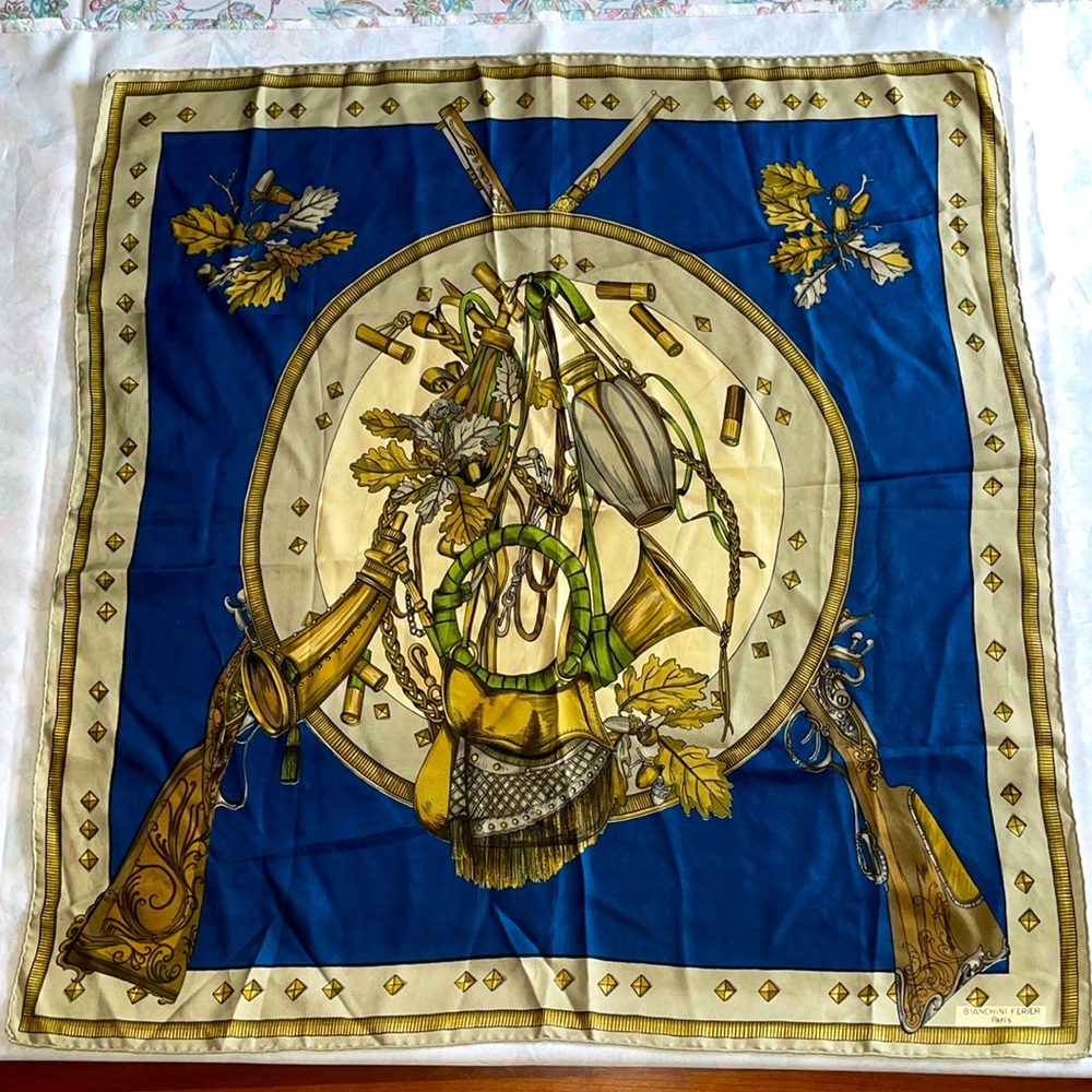 Vintage Brianchini Ferier Paris Scarf Hunt Theme